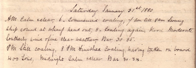31 January 1880 journal entry